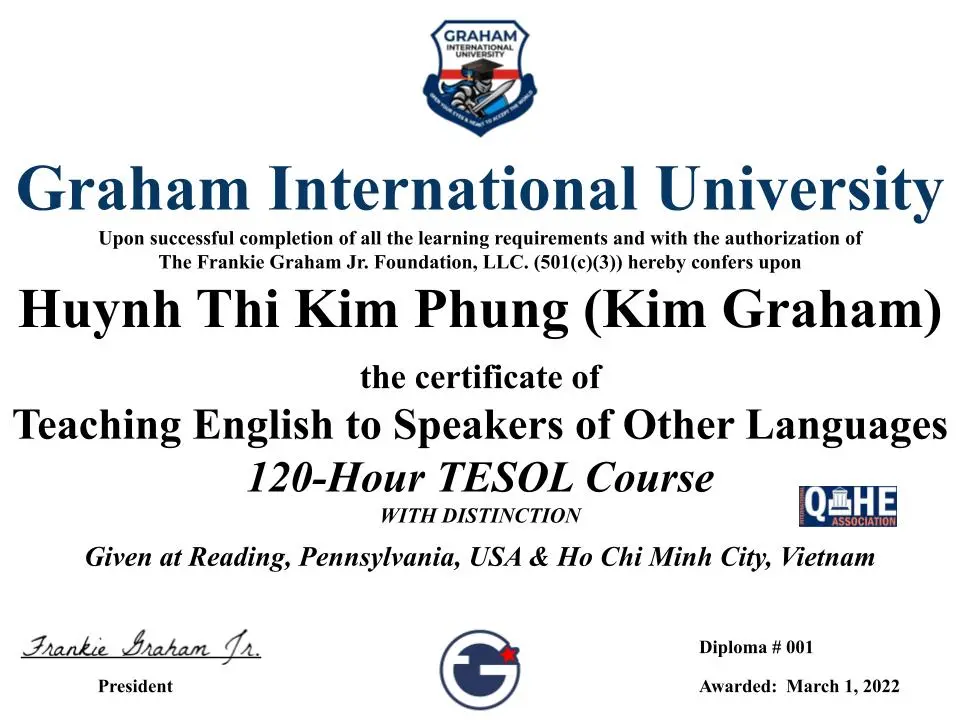 TESOL Certificate Sample